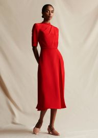 DRAPED NECK DRESS IN SILK CREPE Adam Lippes at Adam Lippes